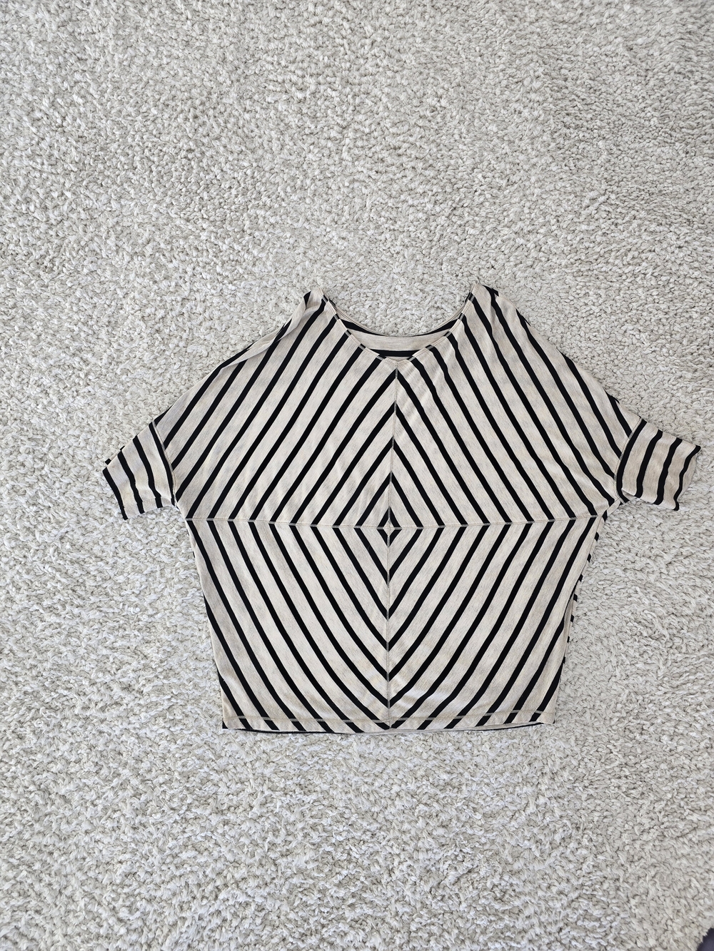 Striped Black and White Geometric Top - Women's